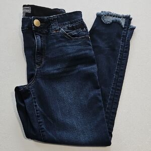 Democracy Navy Cropped Jeans with Frayed Edge